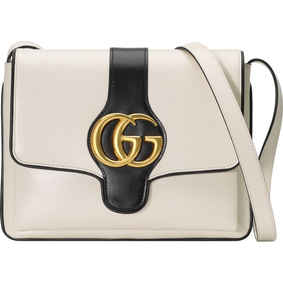 New Authentic Gucci  Leather Shoulder Bag Medium Black White - Picture 3 of 13